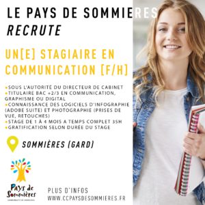 La Communauté de communes du Pays de Sommières recherche son stagiaire en communication (F/H)